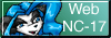 face of a mystical blue-haired panda on a smallbanner labelled Web NC-17